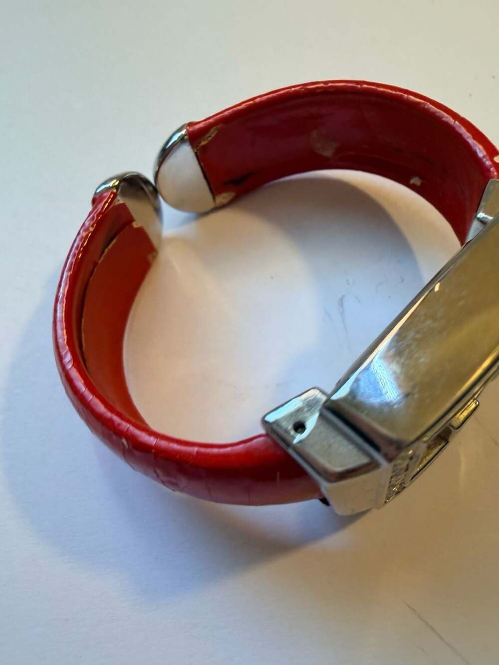 Da Vinci Women's Rhinestone Bezel Red Cuff Watch with Red Dial